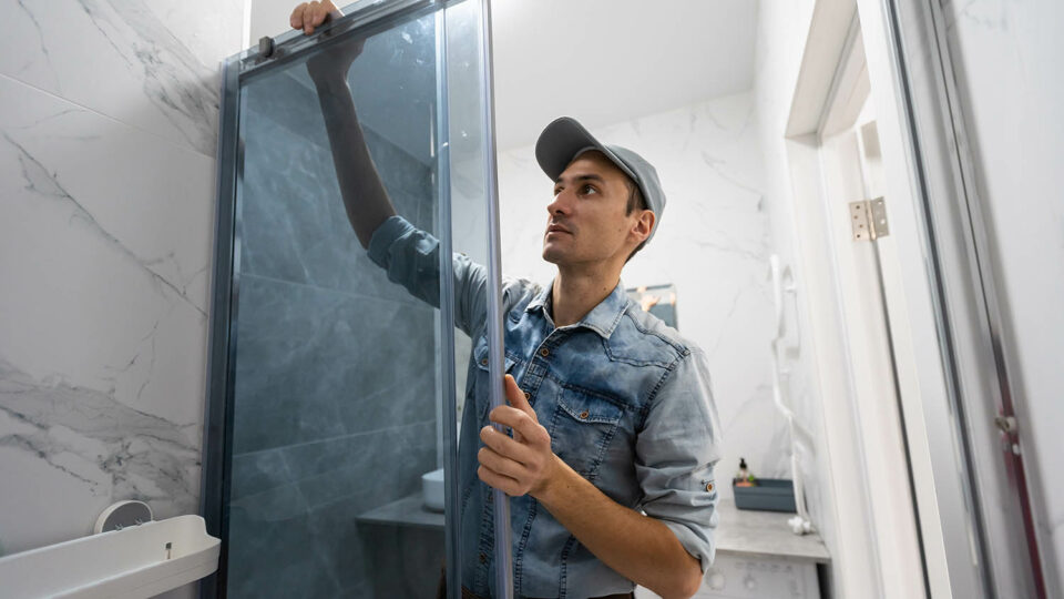Установка душевой перегородки. Фото: Andrew Angelov / Shutterstock / Fotodom