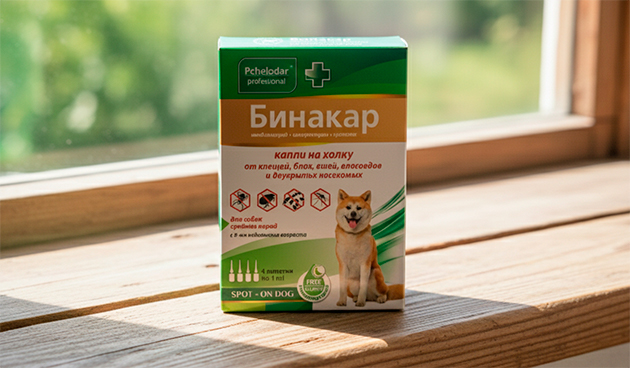 «Бинакар» капли для собак средних пород