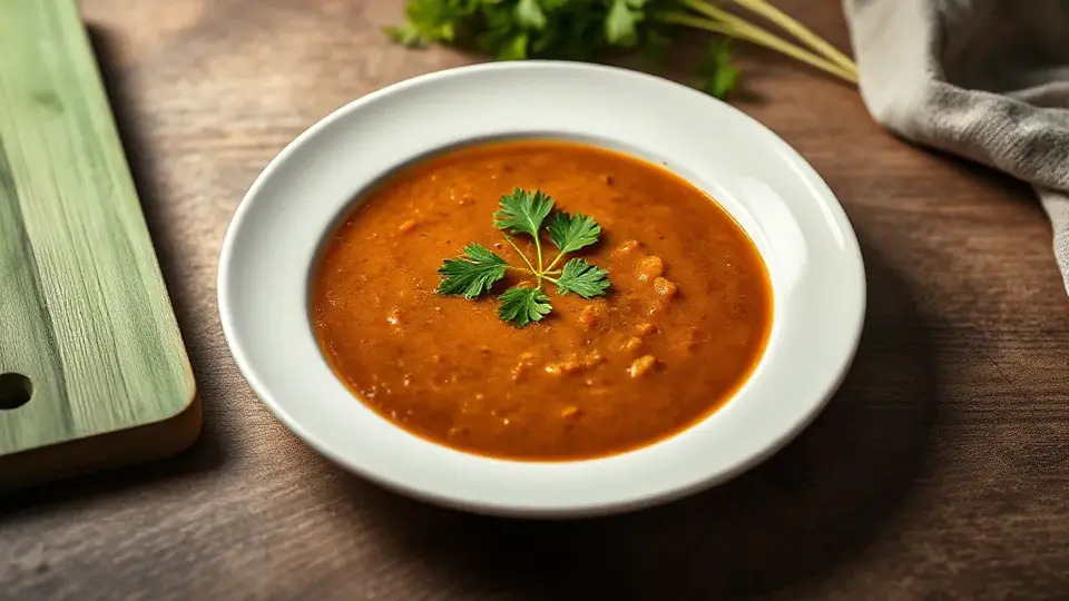 Суп-пюре из чечевицы с томатами