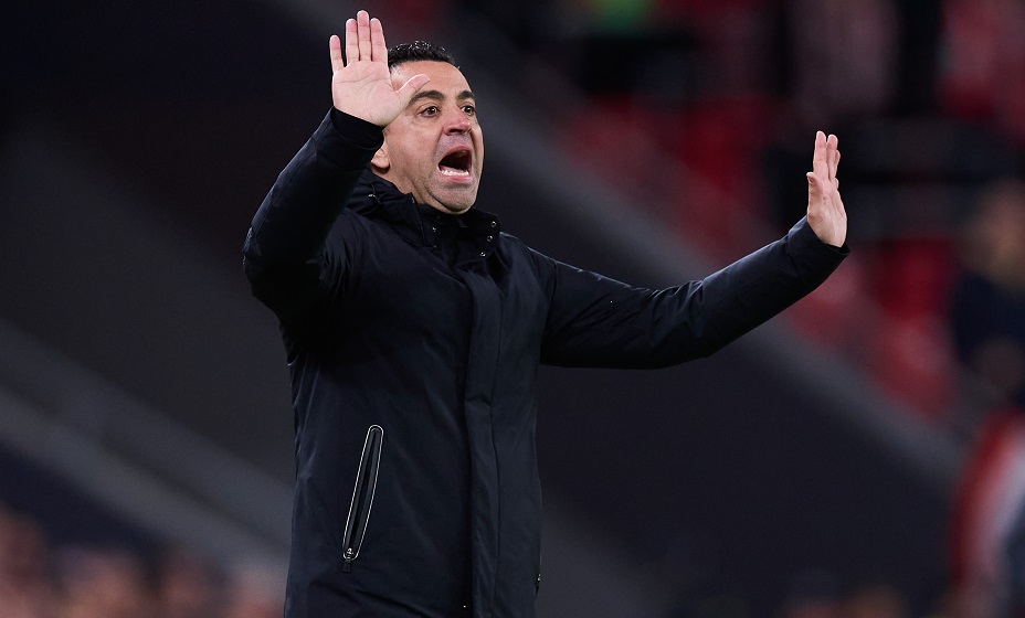 March 3, 2024, Bilbao, Vizcaya, SPAIN: Xavi Hernandez head coach of FC Barcelona reacts during the LaLiga EA Sports match between Athletic Club and FC Barcelona at San Mames on March 3, 2024, in Bilbao, Spain. (Credit Image: Global Look Press/Keystone Press Agency)