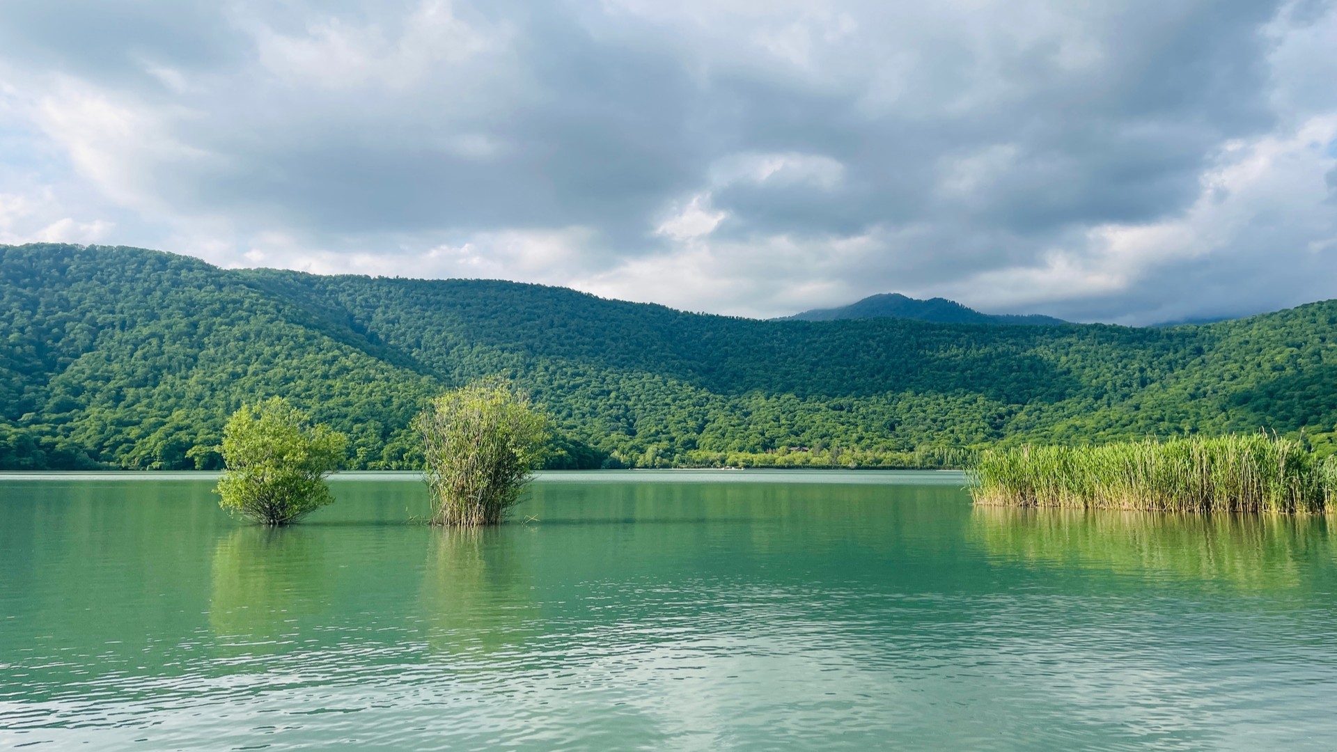 Озеро Нохур недалеко от Габала, Азербайджан.